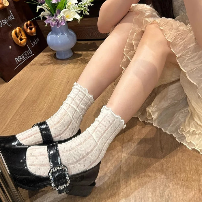 Lolita Women Hollow Out Breathable Mesh Lace Socks