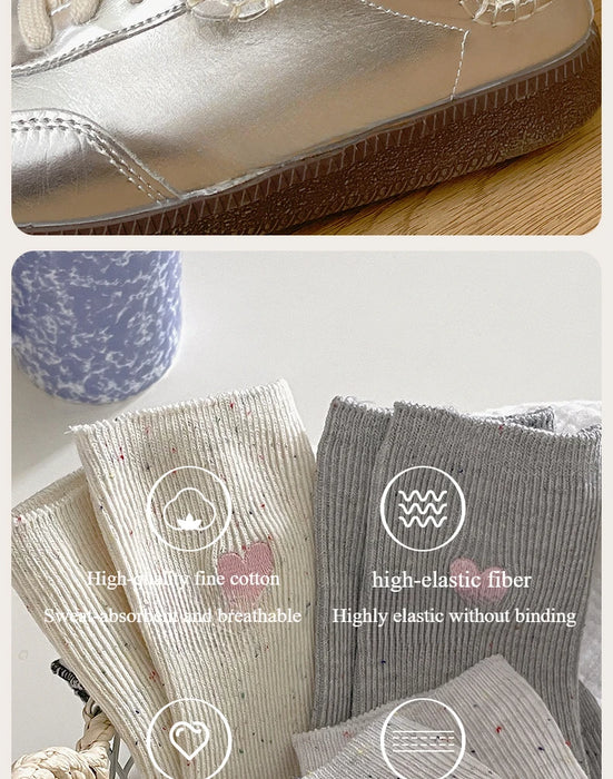 Polka Dot Embroidered Heart Socks