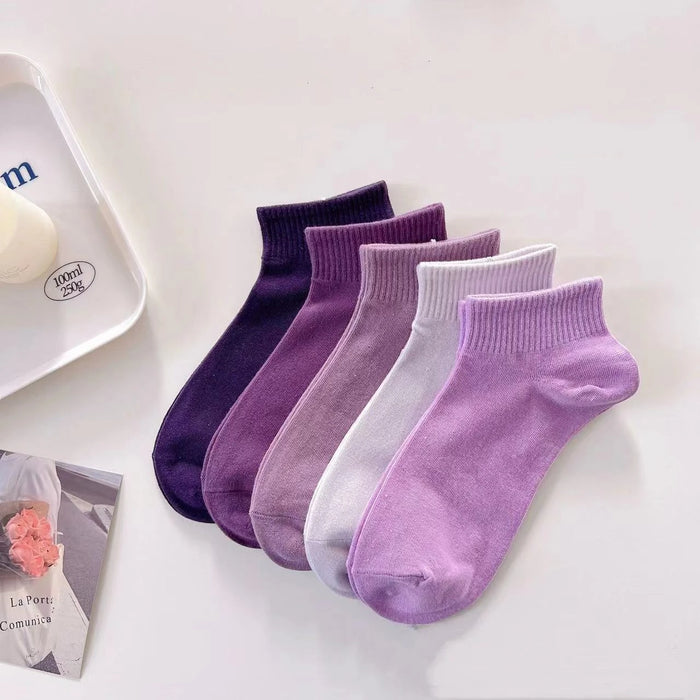 15 Pairs of Fashionable Solid Colour Short Socks