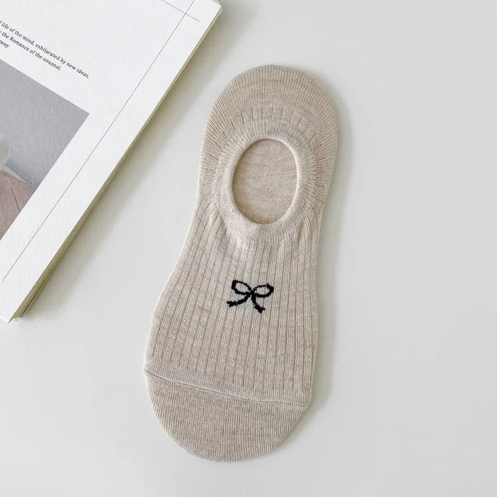 Women Thin Dot Yarn Bowknot No-show Socks