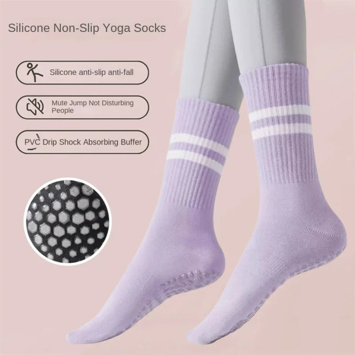 women-anti-skid-yoga-socks-grips-cotton-mid-tube-bottom-breathable-fitness-dance-barre-workout-pilates-socks-7-colors