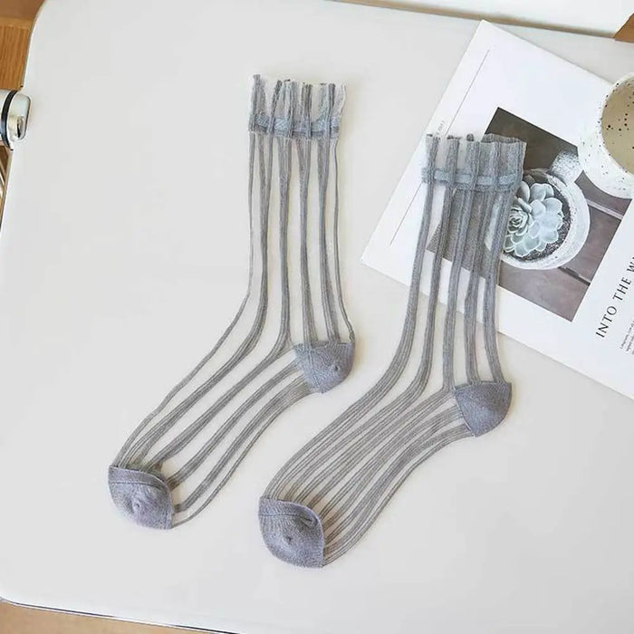 ultra-thin-cute-mesh-summer-transparent-for-women-glass-silk-socks-female-hosiery-striped-socks-middle-tube-socks
