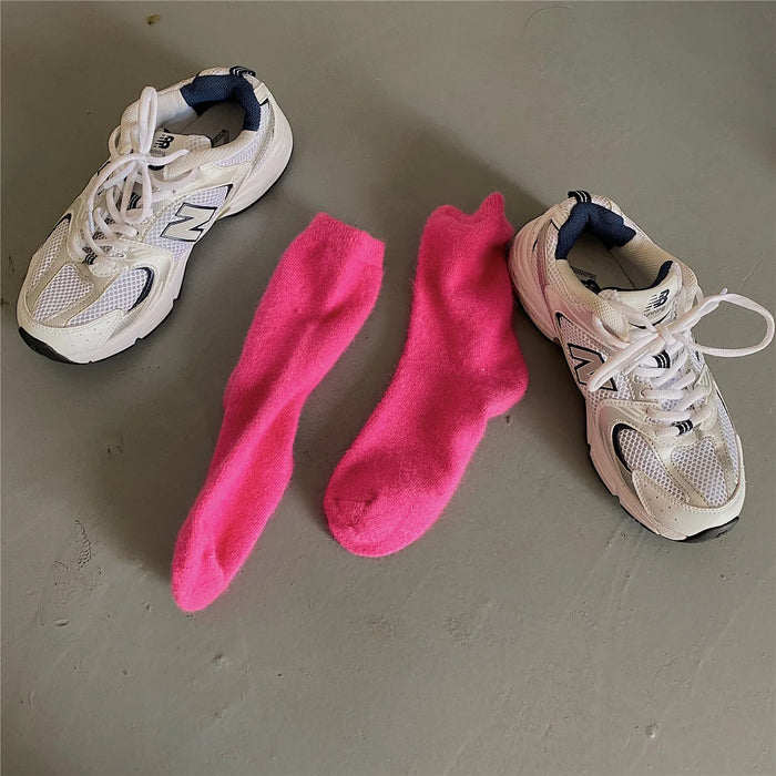 Rabbits Hair Women's Socks Solid Thermal Cashmere