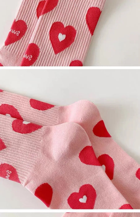 Women's Floral Heart Print Crew Socks