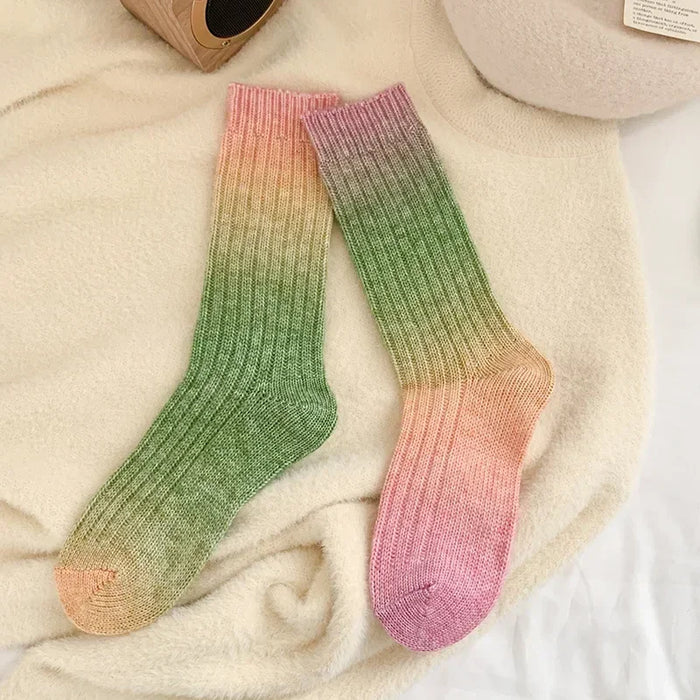 Winter Thick Warm Long Socks Gradient Wool Cashmere Socks