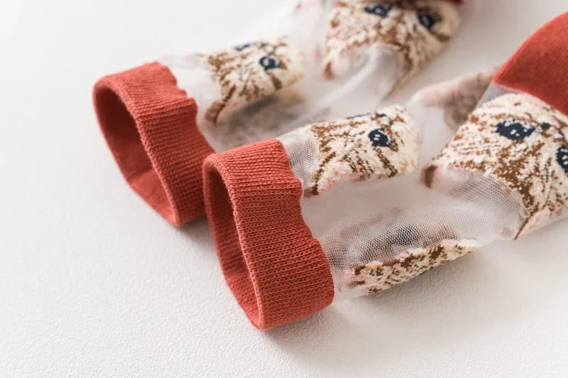 Women Transparent Cute Cat Socks