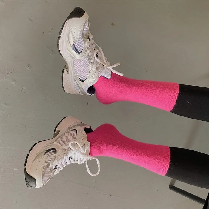 Rabbits Hair Women's Socks Solid Thermal Cashmere