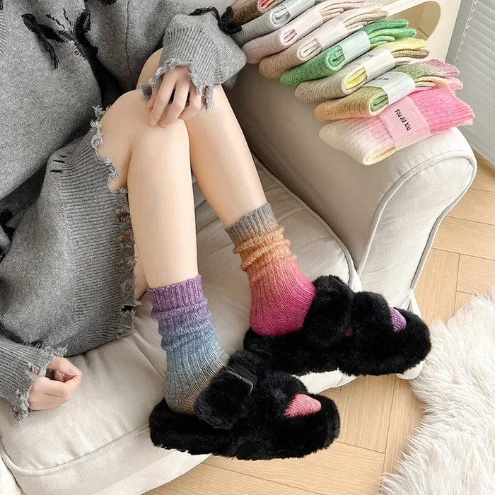 Winter Thick Warm Long Socks Gradient Wool Cashmere Socks