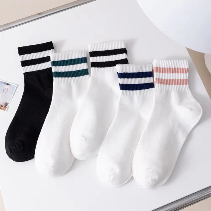 5 Pairs Women's  Simple Colorful Striped Socks