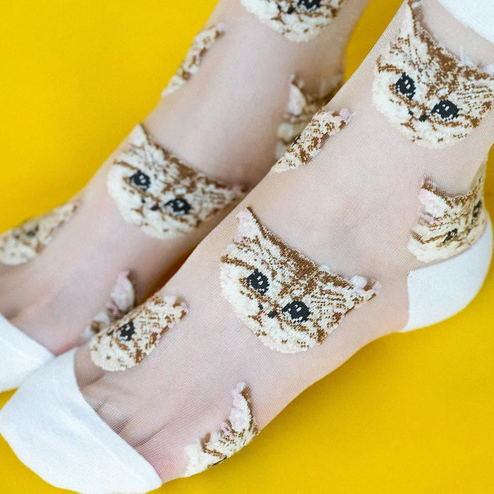 Women Transparent Cute Cat Socks