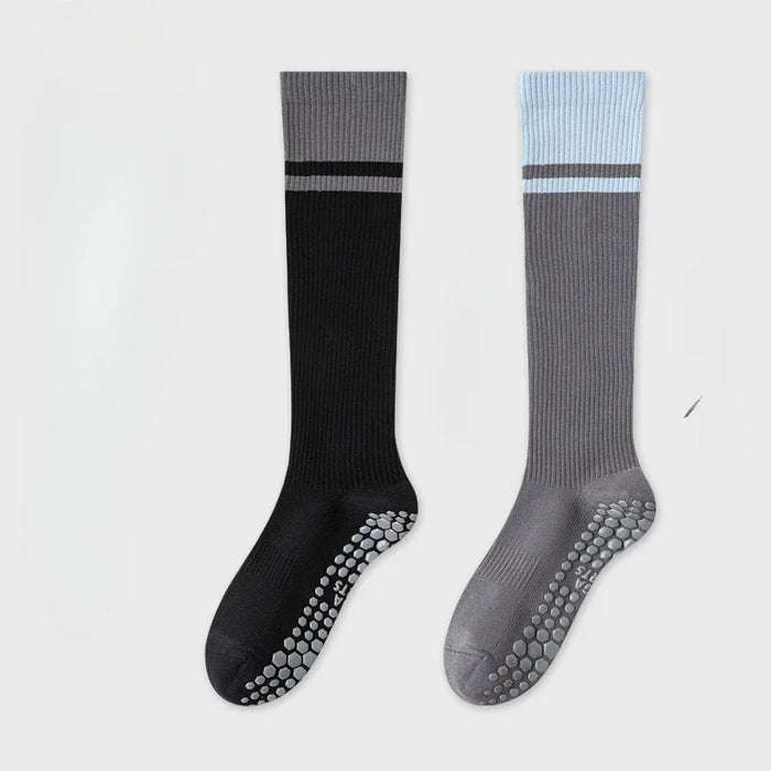 2-pairs-grip-pilates-socks-women-non-slip-yoga-fitness-calf-compression-socks-high-quality-cotton-running-sports-socks-ladies