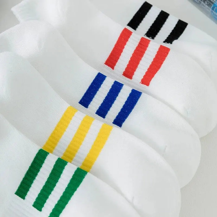 5 Pairs of White Cotton Socks for Men/women,  Trendy Boat Socks