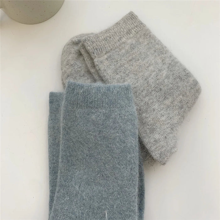 Rabbits Hair Women's Socks Solid Thermal Cashmere