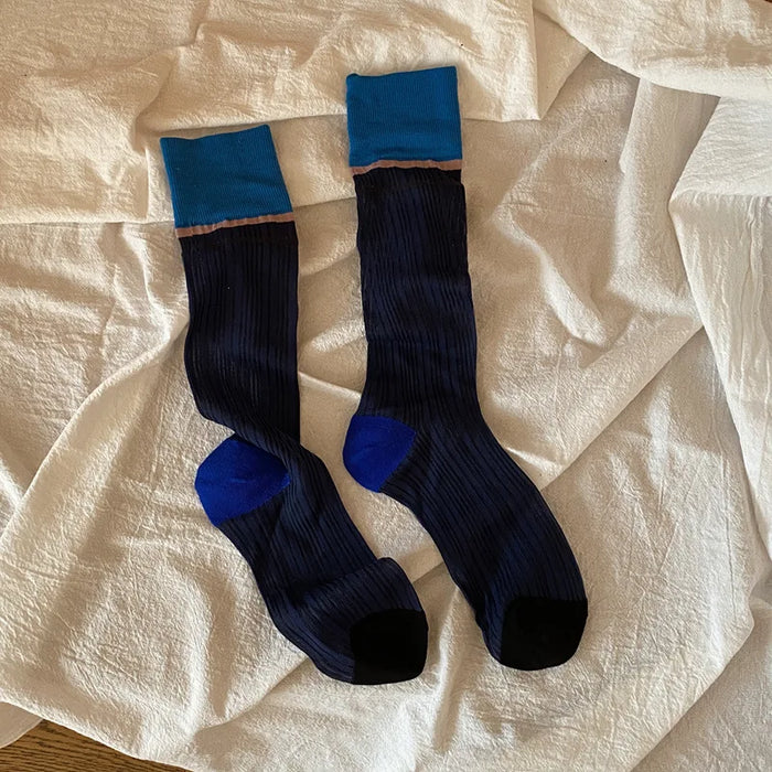 Transparent silk thin striped socks