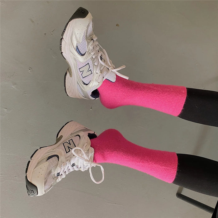 Rabbits Hair Women's Socks Solid Thermal Cashmere