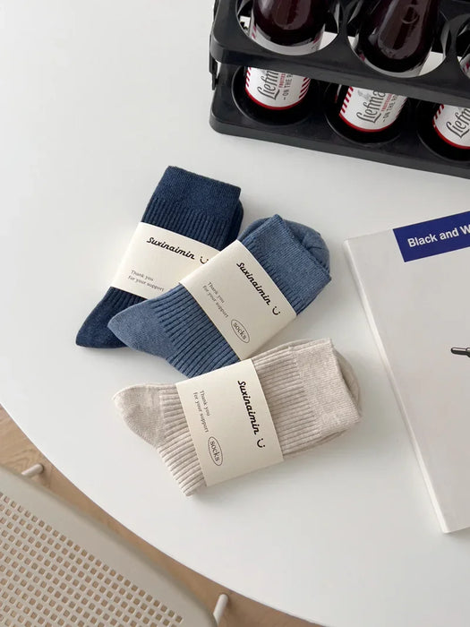 Mens Breathable Elastic Cotton Long Socks Solid Color