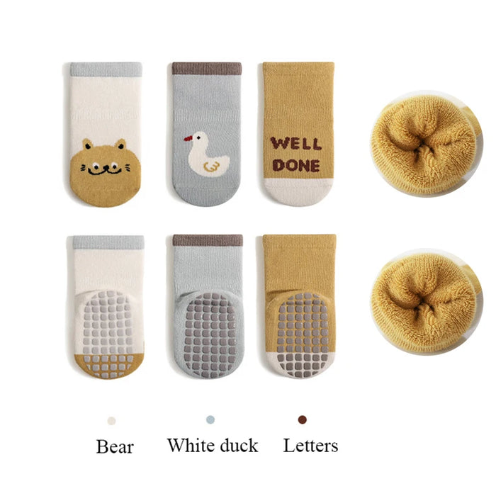 3 Pairs/Lot Autumn Winter Baby Non Slip Soft Floor Sock