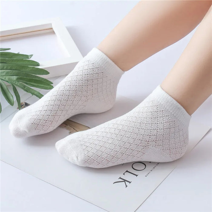 5P/ Summer White Mesh Children Cotton Socks