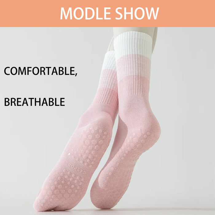 3 Pairs lollipop coloured cotton mid calf yoga socks
