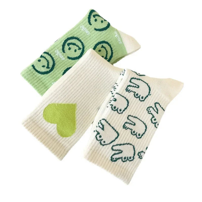 Smiling Face Cartoon Cotton Socks