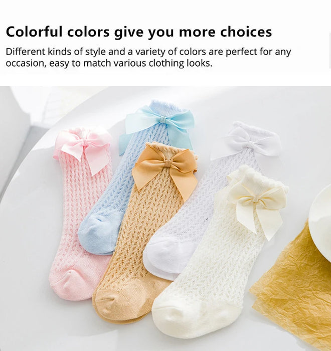 3Pairs/Lot Summer Baby Girls Bow Summer Socks