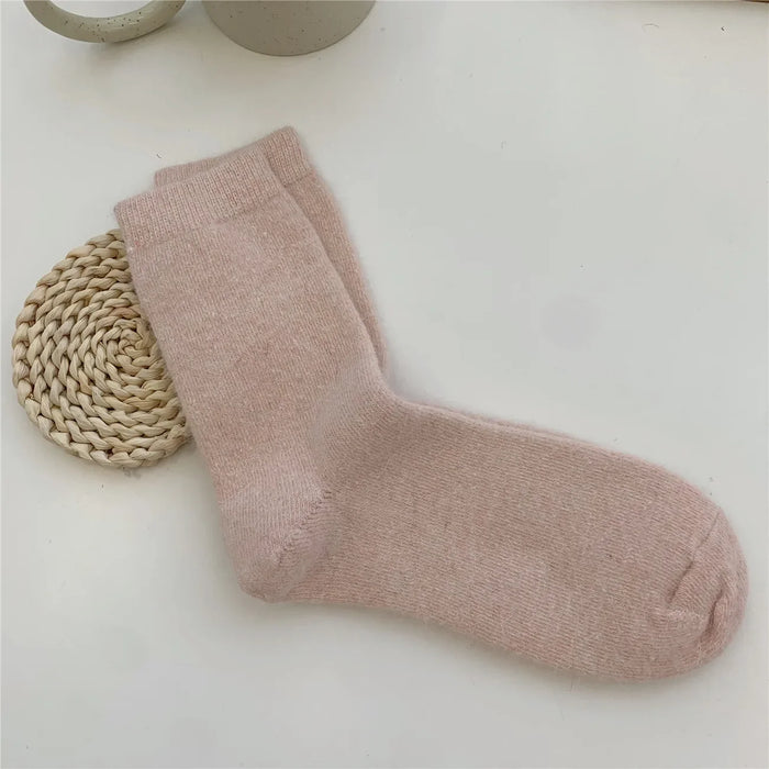 Rabbits Hair Women's Socks Solid Thermal Cashmere