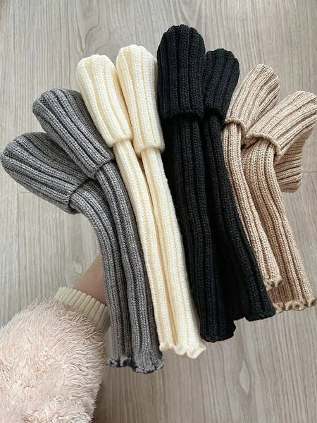 4-pairs-ladies-solid-color-vertical-stripes-warm-over-knee-socks-jk-fashion-autumn-winter-collection-simple-design