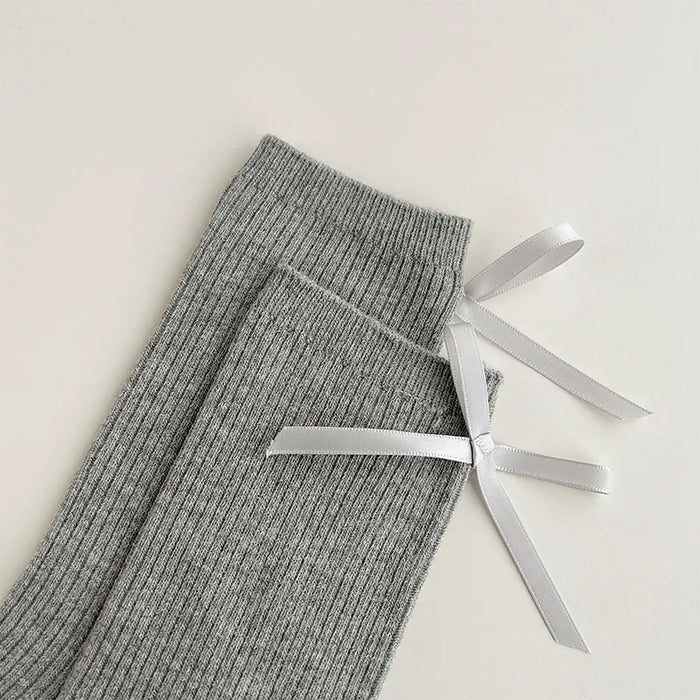 Sweet Bowknot Tied Middle Tube Socks Women Heel Bow Socks