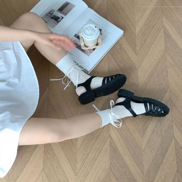 socks-women-bow-straps-hollow-solid-color-spring-and-autumn-ballet-socks-middle-tube-ribbon-casual-socks-for-women
