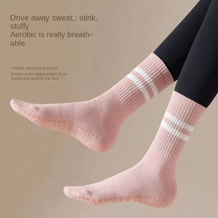 4 pairs Yoga / Pilates solid mid tube socks