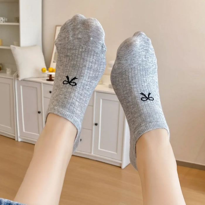 1-5pairs Summer Bowknot  Boat Socks for Women