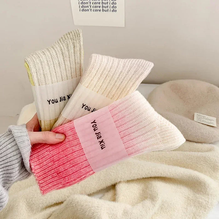 Winter Thick Warm Long Socks Gradient Wool Cashmere Socks