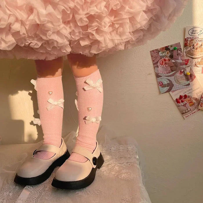 Over Knee High Long Calf Socks Bow Heart Style Sock