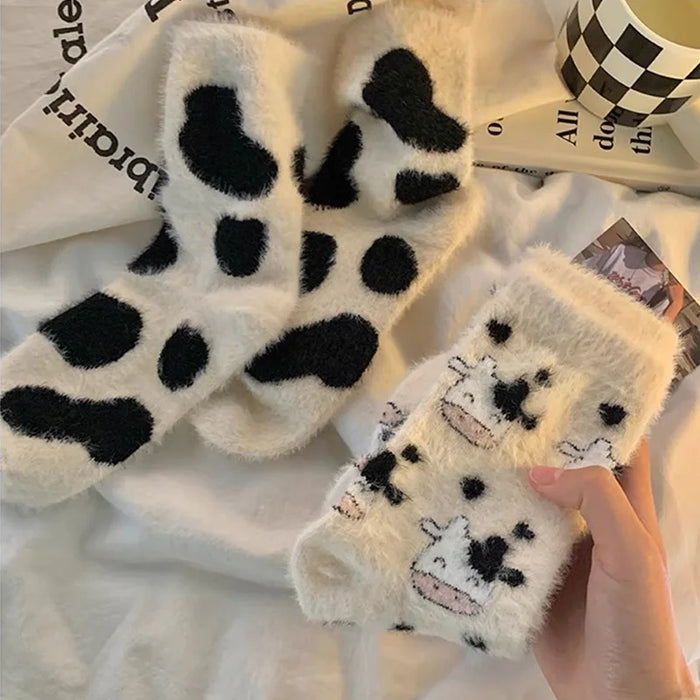 Cartoon Cute Cow Mink Velvet Socks