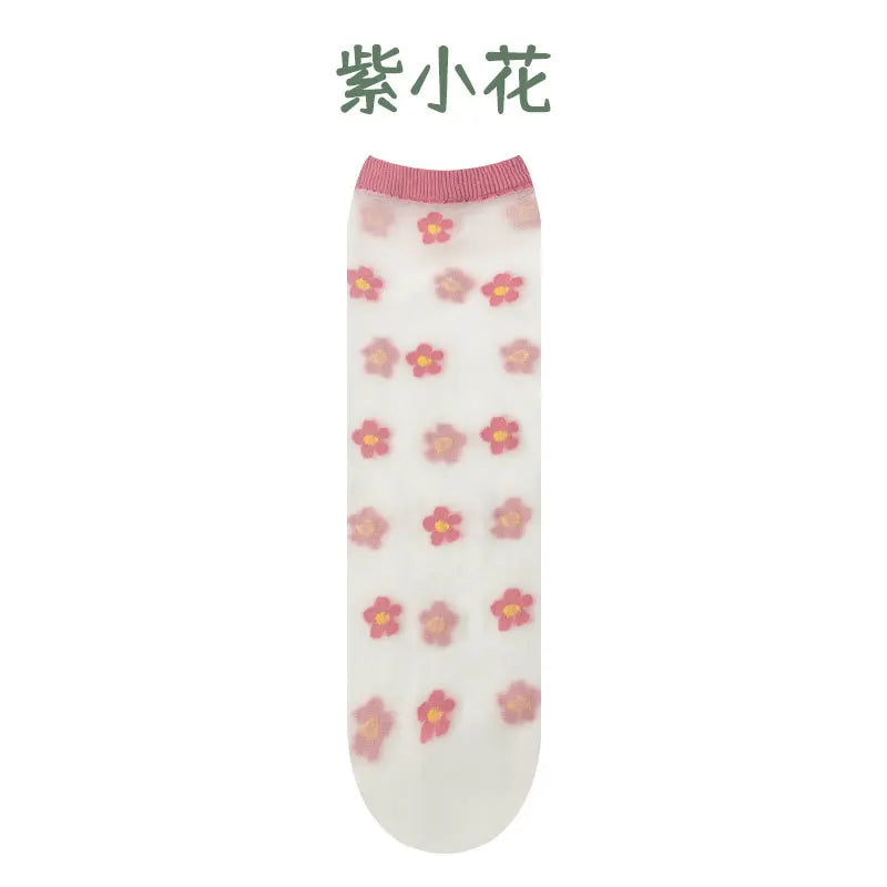 Children summer ultra-thin Transparent love crystal socks