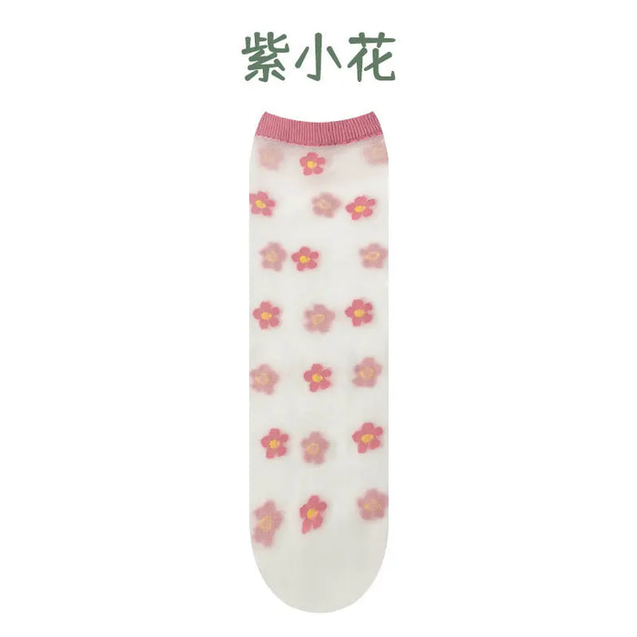 Children summer ultra-thin Transparent love crystal socks