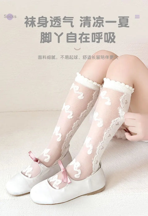3 Pairs/bag Fancy Lace Socks Girls Summer Long Socks
