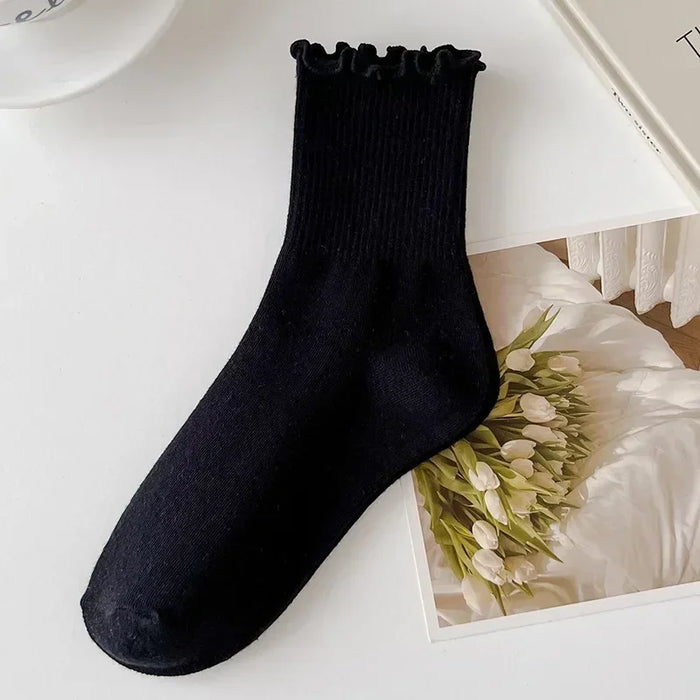 fashion-new-ruffle-socks-for-women-mid-crew-middles-tube-ankle-high-breathable-cotton-socks-black-white-beige-female-cute-sock