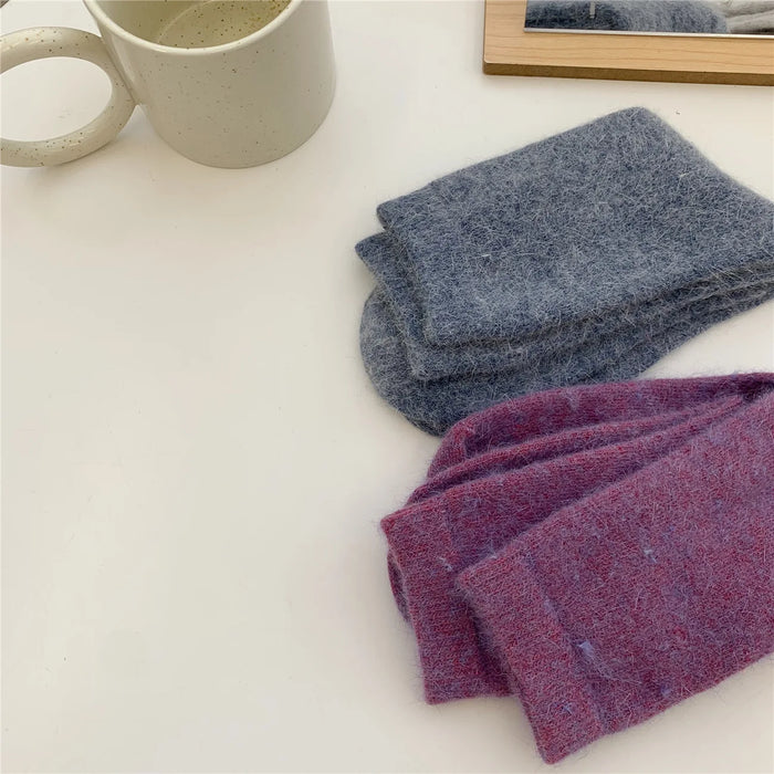 Rabbits Hair Women's Socks Solid Thermal Cashmere