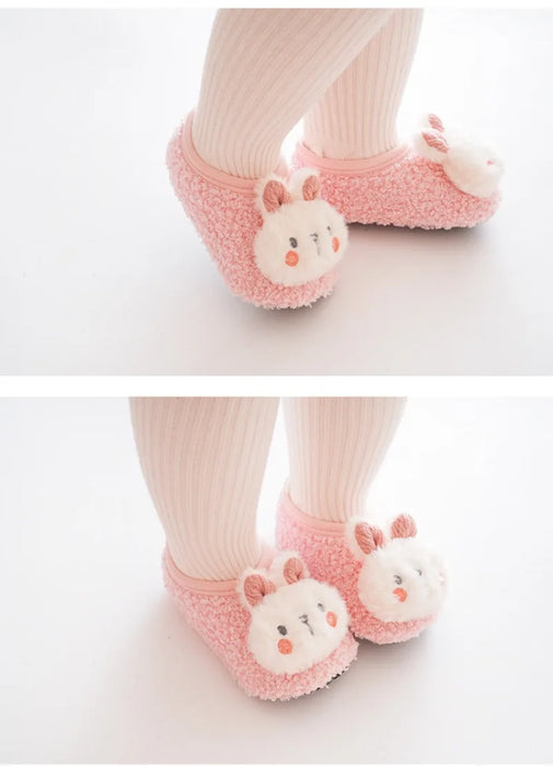 Cartoon Rabbit Baby Floor Socks Kids Plush Slippers