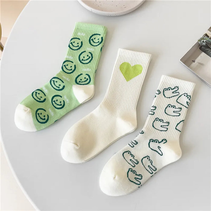 Smiling Face Cartoon Cotton Socks