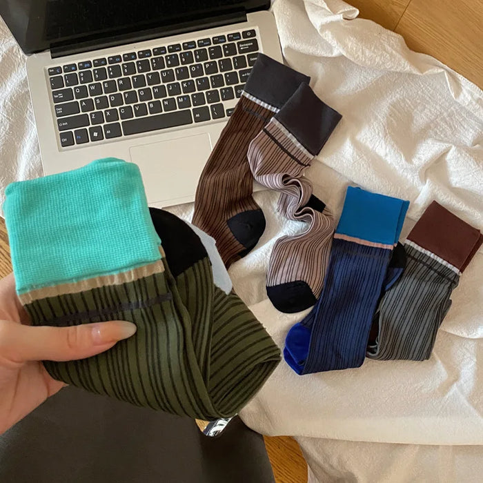 Transparent silk thin striped socks