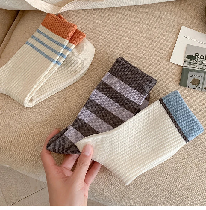 Mixed-color Daily Elastic Crew Socks Comfortable