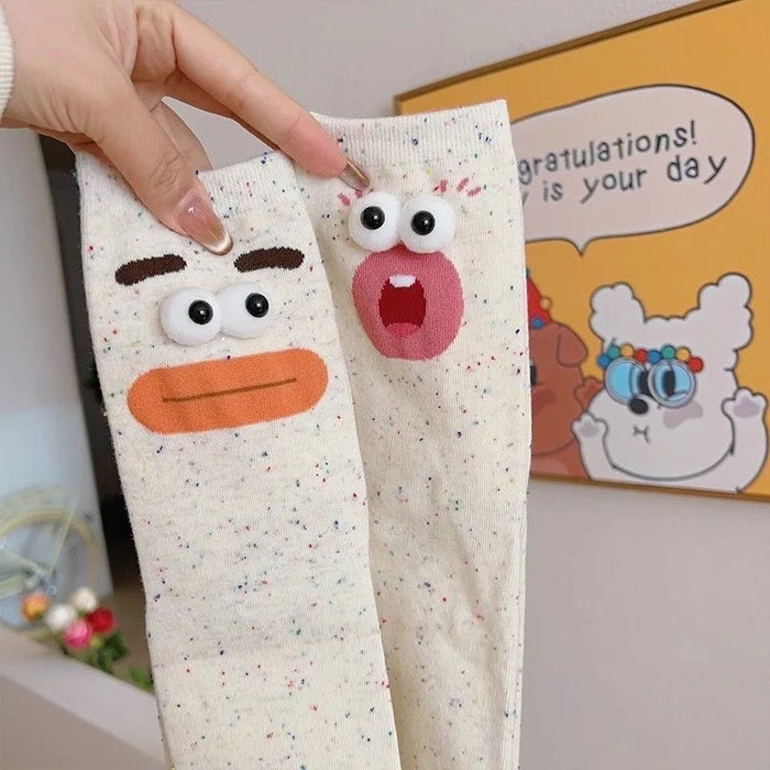 Funny Expression Women's Socks  Cartoon Big Eyes Socks