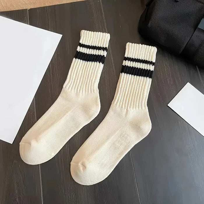 6 pairs of thick striped knitted socks