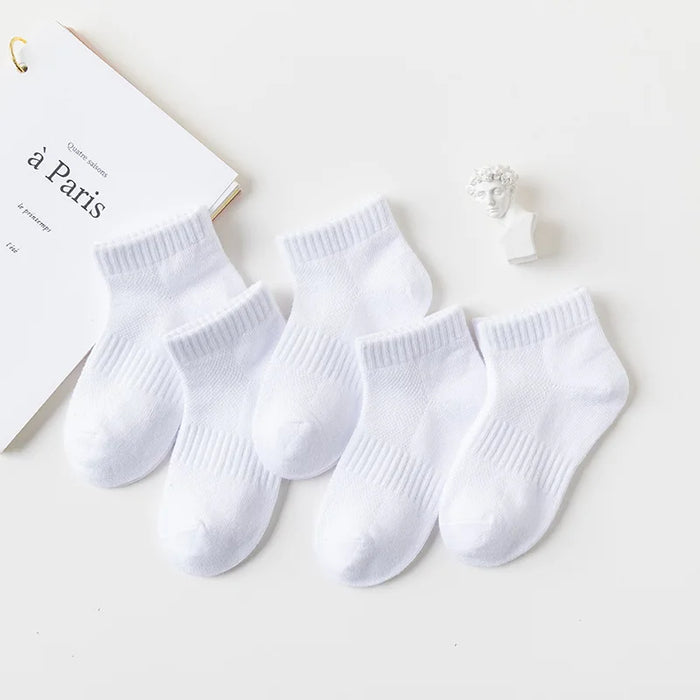 5P/ Summer White Mesh Children Cotton Socks