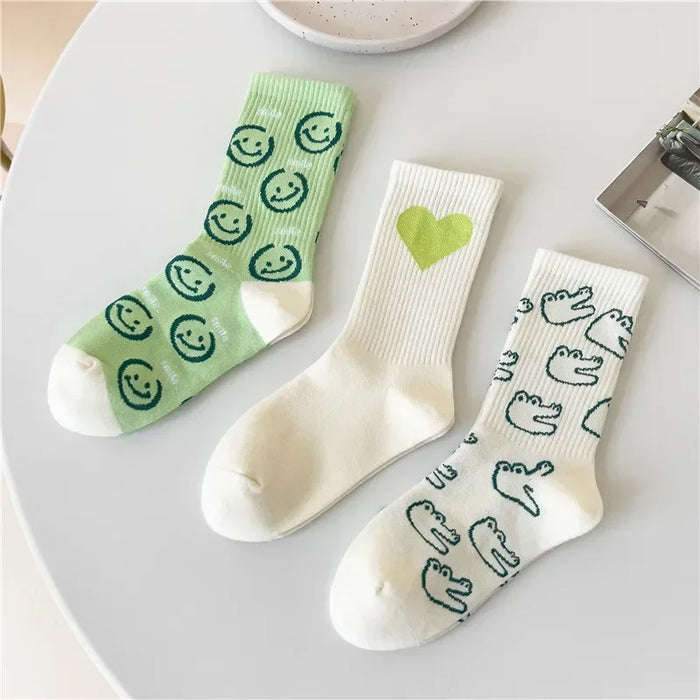 Smiling Face Cartoon Cotton Socks