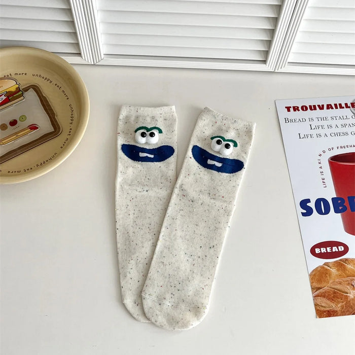 Funny Expression Women's Socks  Cartoon Big Eyes Socks