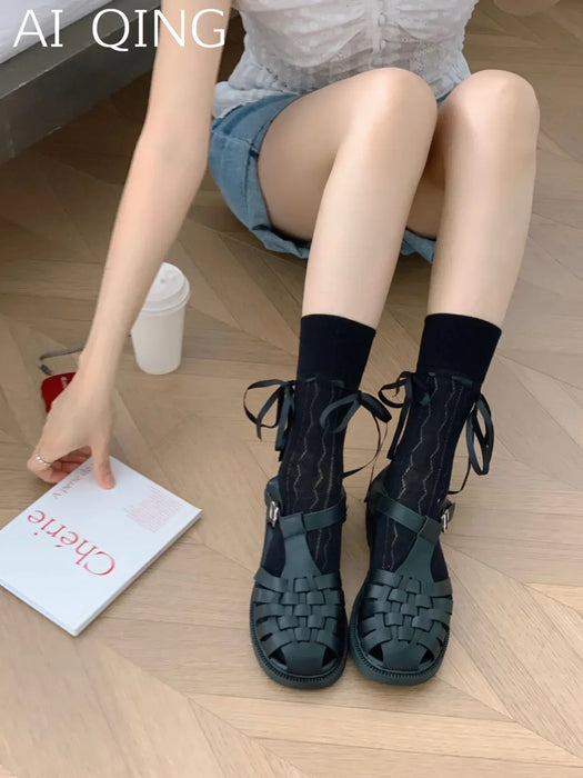 socks-women-bow-straps-hollow-solid-color-spring-and-autumn-ballet-socks-middle-tube-ribbon-casual-socks-for-women