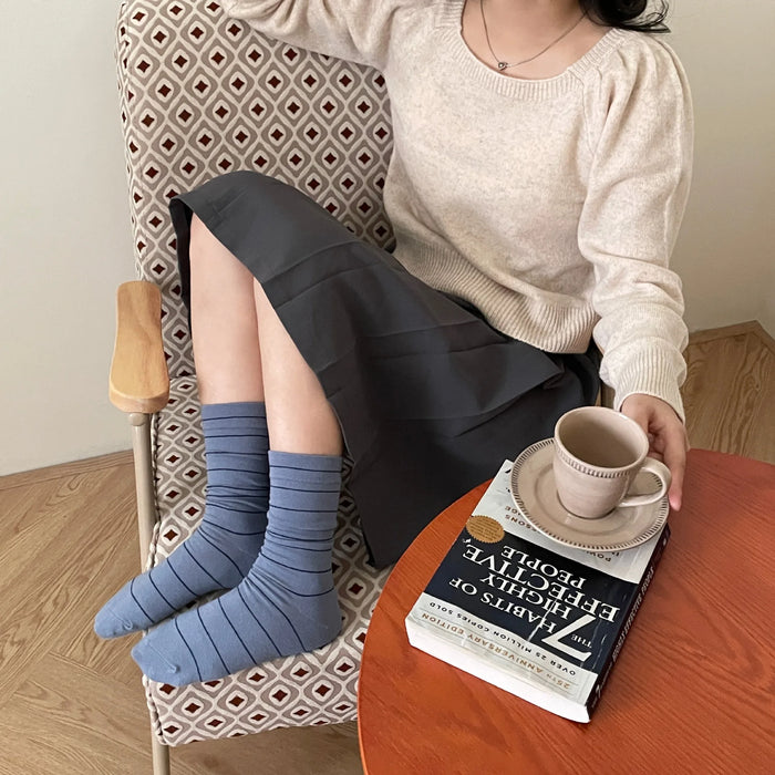 College Style Striped  Crew Socks Women Casual Fashion
